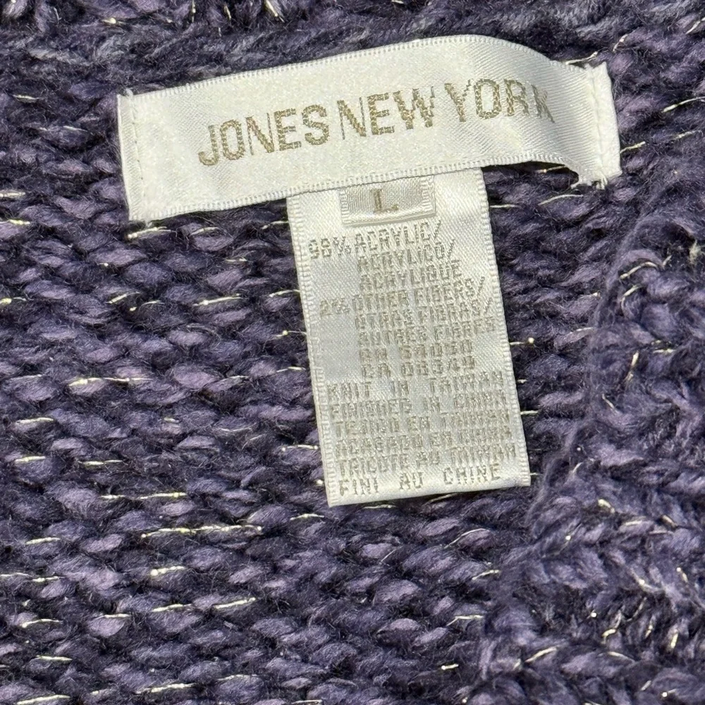 Jones New York Purple Knit Long Cardigan Sweater Ladies Size Large - Picture 3 of 3